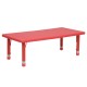 24''W x 48''L Height Adjustable Rectangular Red Plastic Activity Table