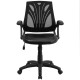 Mid-Back Black Mesh Chair with Leather Seat
