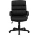 Mid-Back Black Leather Office Chair