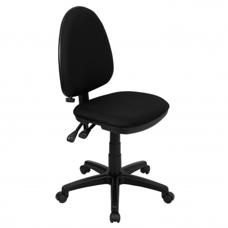 Mid-Back Black Fabric Multi-Functional Task Chair with Adjustable Lumbar Support
