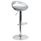 Contemporary Silver Plastic Adjustable Height Bar Stool with Chrome Base
