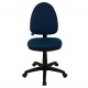 Mid-Back Navy Blue Fabric Multi-Functional Task Chair with Adjustable Lumbar Support
