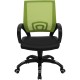 Mid-Back Green Mesh Computer Chair with Black Leather Seat