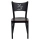 Black Coffee Back Metal Restaurant Chair - Mahogany Wood Seat