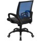 Mid-Back Blue Mesh Computer Chair with Black Leather Seat