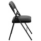 Triple Braced Black Vinyl Upholstered Metal Folding Chair