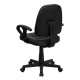 Mid-Back Black Leather Ergonomic Task Chair with Arms
