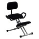 Ergonomic Kneeling Chair in Black Fabric with Back and Handles