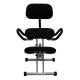 Ergonomic Kneeling Chair in Black Fabric with Back and Handles
