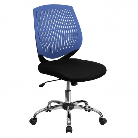 Mid-Back Blue Designer Back Task Chair with Chrome Base