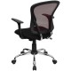Mid-Back Burgundy Mesh Office Chair with Black Fabric Seat and Chrome Finished Base