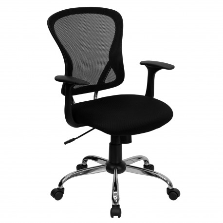 Mid-Back Black Mesh Office Chair with Chrome Finished Base