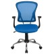 Mid-Back Blue Mesh Office Chair with Chrome Finished Base