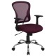 Mid-Back Burgundy Mesh Office Chair with Chrome Finished Base