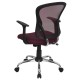 Mid-Back Burgundy Mesh Office Chair with Chrome Finished Base