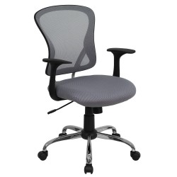 Mid-Back Gray Mesh Office Chair with Chrome Finished Base