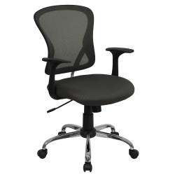 Mid-Back Dark Gray Mesh Office Chair with Chrome Finished Base