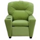 Contemporary Avocado Microfiber Kids Recliner with Cup Holder