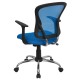 Mid-Back Blue Mesh Office Chair with Chrome Finished Base