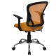 Mid-Back Orange Mesh Office Chair with Chrome Finished Base
