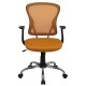 Mid-Back Orange Mesh Office Chair with Chrome Finished Base