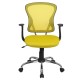 Mid-Back Yellow Mesh Office Chair with Chrome Finished Base