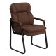 Brown Microfiber Executive Side Chair with Sled Base