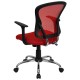 Mid-Back Red Mesh Office Chair with Chrome Finished Base
