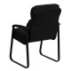 Black Microfiber Executive Side Chair with Sled Base