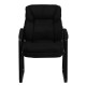 Black Microfiber Executive Side Chair with Sled Base