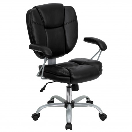 Mid-Back Black Leather Task and Computer Chair