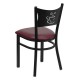 Black Coffee Back Metal Restaurant Chair - Burgundy Vinyl Seat