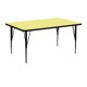 24''W x 48''L Rectangular Activity Table with Yellow Thermal Fused Laminate Top and Height Adjustable Pre-School Legs