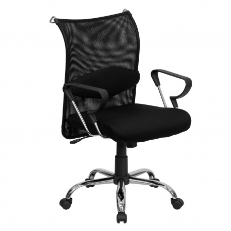 Mid-Back Manager's Chair with Black Mesh Back and Padded Mesh Seat