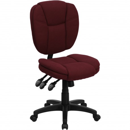 Mid-Back Burgundy Fabric Multi-Functional Ergonomic Task Chair
