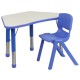 Blue Trapezoid Plastic Activity Table Configuration with 1 School Stack Chair