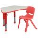 Red Trapezoid Plastic Activity Table Configuration with 1 School Stack Chair