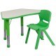 Green Trapezoid Plastic Activity Table Configuration with 1 School Stack Chair