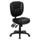 Mid-Back Black Leather Multi-Functional Ergonomic Task Chair