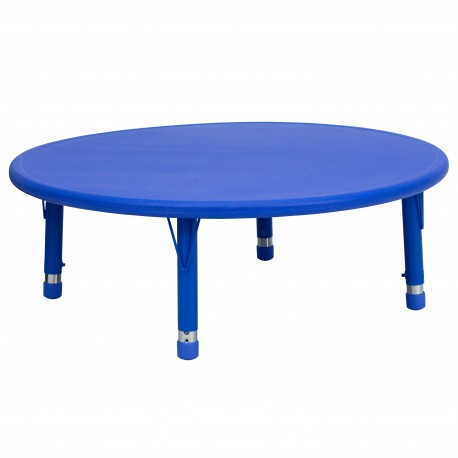 45'' Round Height Adjustable Blue Plastic Activity Table