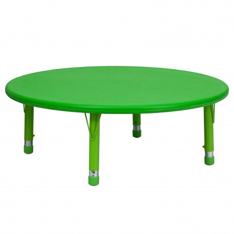 45'' Round Height Adjustable Green Plastic Activity Table