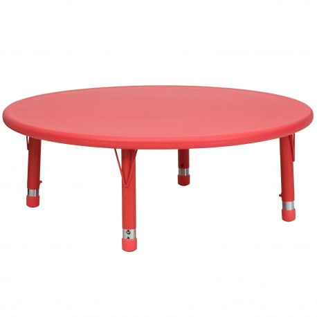 45'' Round Height Adjustable Red Plastic Activity Table