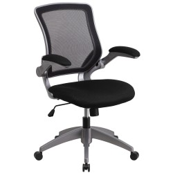 Mid-Back Black Mesh Task Chair with Flip-Up Arms