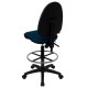 Mid-Back Navy Blue Fabric Multi-Functional Drafting Stool with Adjustable Lumbar Support