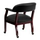 Black Leather Conference Chair with Casters