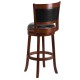 29'' Cherry Wood Bar Stool with Black Leather Swivel Seat