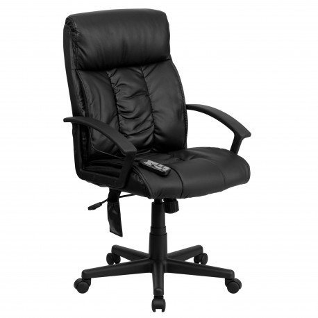 High Back Massaging Black Leather Executive Office Chair