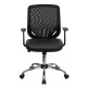 Mid-Back Black Office Chair with Mesh Back and Leather Seat