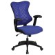 High Back Blue Mesh Chair with Nylon Base