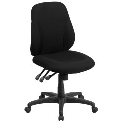 Mid-Back Black Fabric Multi-Functional Ergonomic Chair